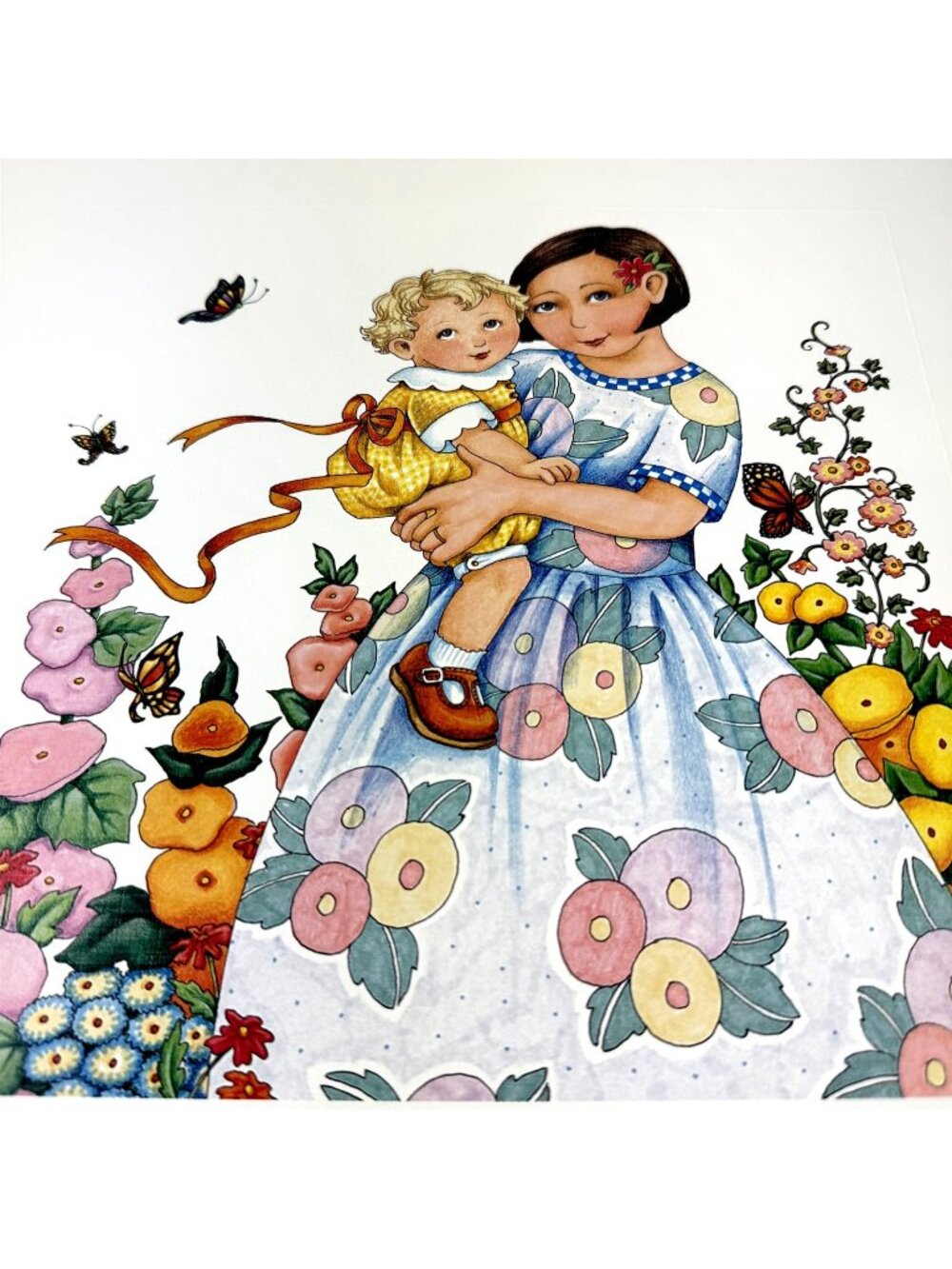 Mary Engelbreit Signed Limited Edition Fine Art Print Mother & Child In Garden